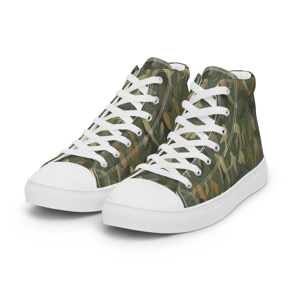 Moss Figures on Women's High Top Canvas Shoes — Left Front