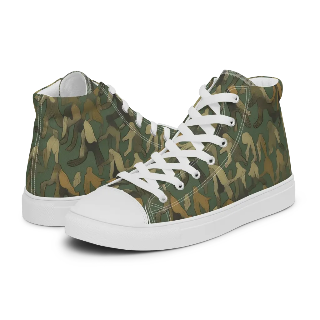 Moss Figures on Women's High Top Canvas Shoes — Left