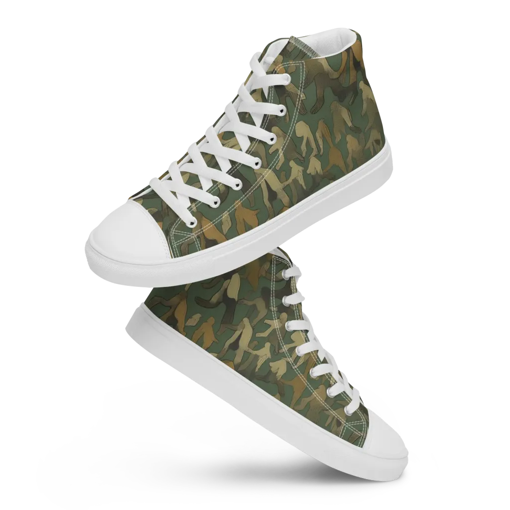 Moss Figures on Women's High Top Canvas Shoes — Front