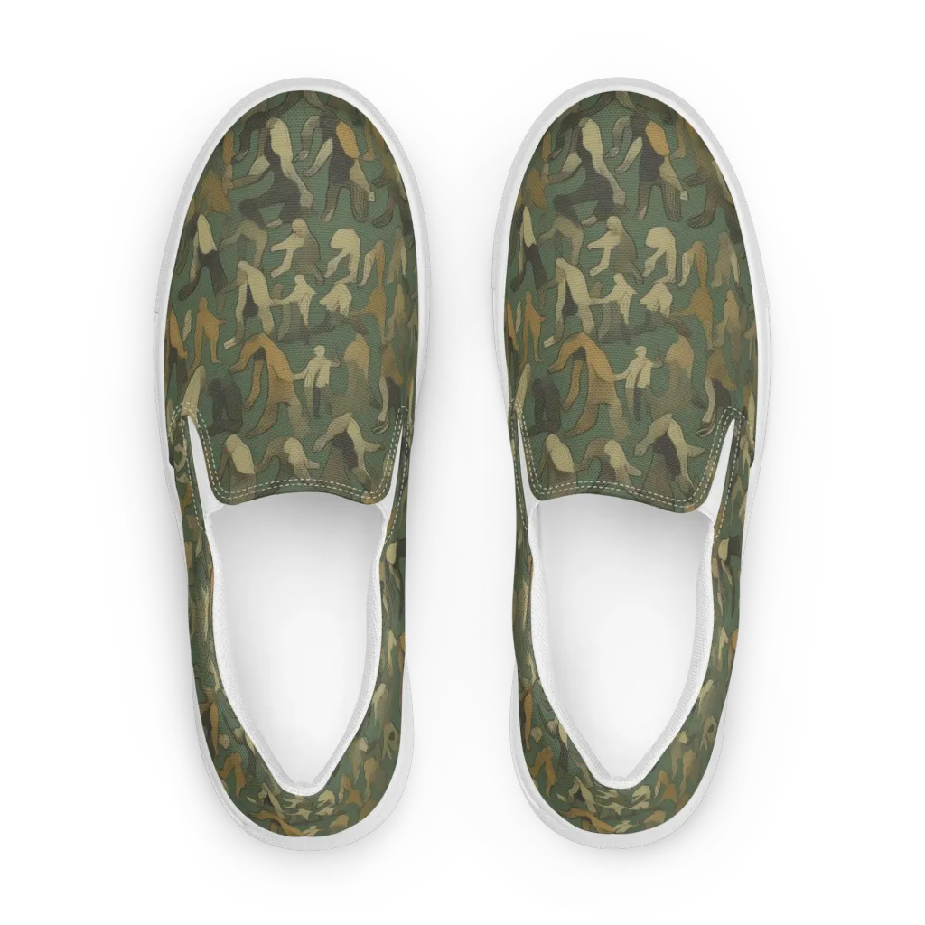 Moss Figures on Men's Slip-On Canvas Shoes — Front