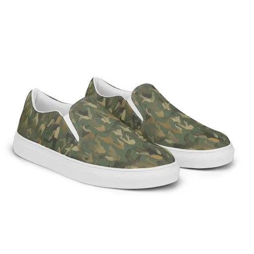 Moss Figures on a Men's Slip-On Canvas Shoes