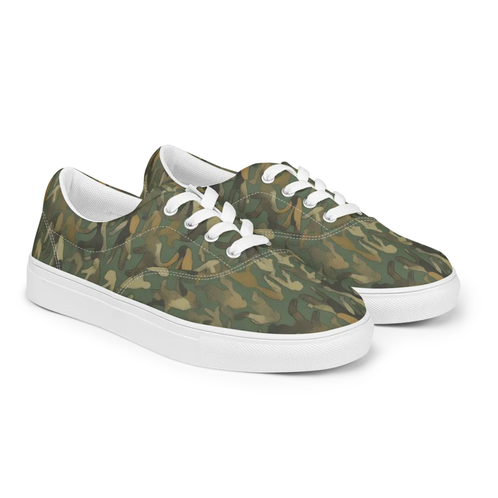 Moss Figures on Men's Lace-Up Canvas Shoes — Right Front
