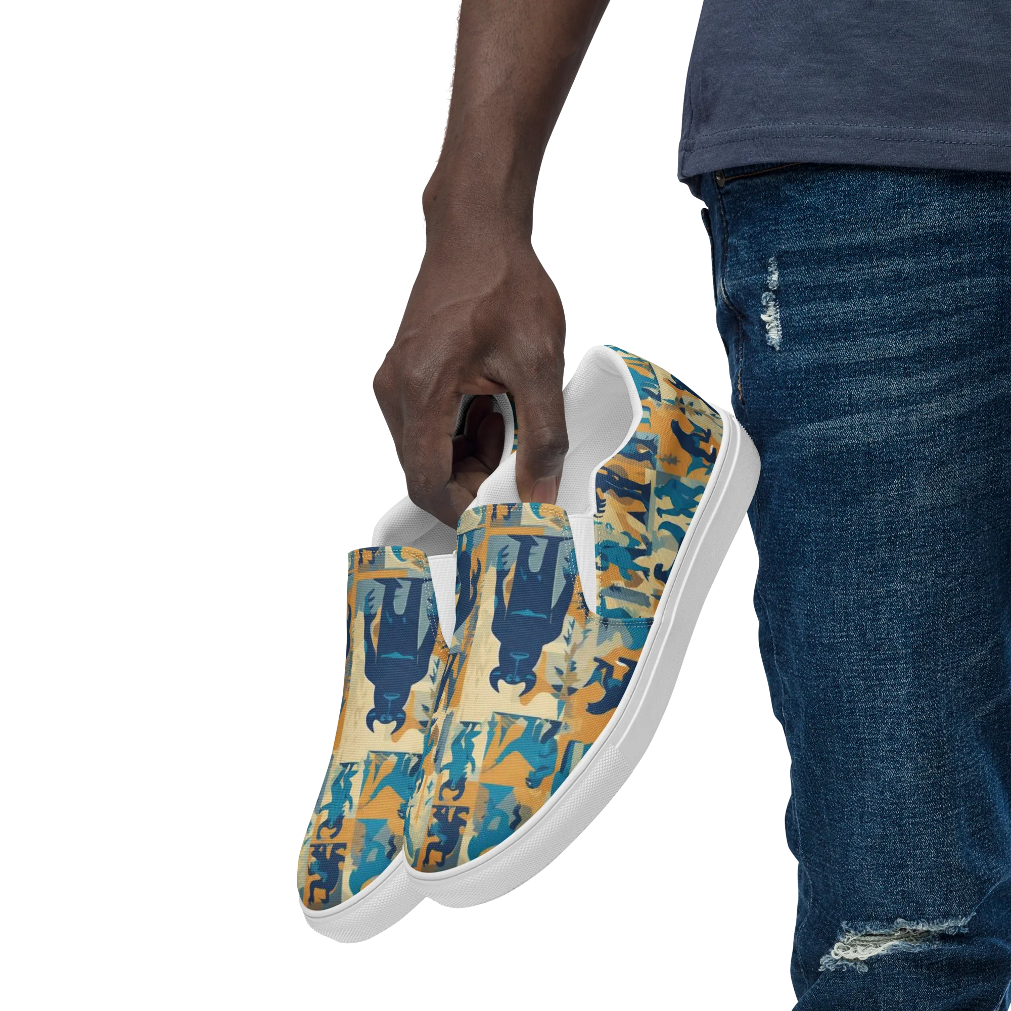 Mythic Menagerie on Men's Slip-On Canvas Shoes — Left Front