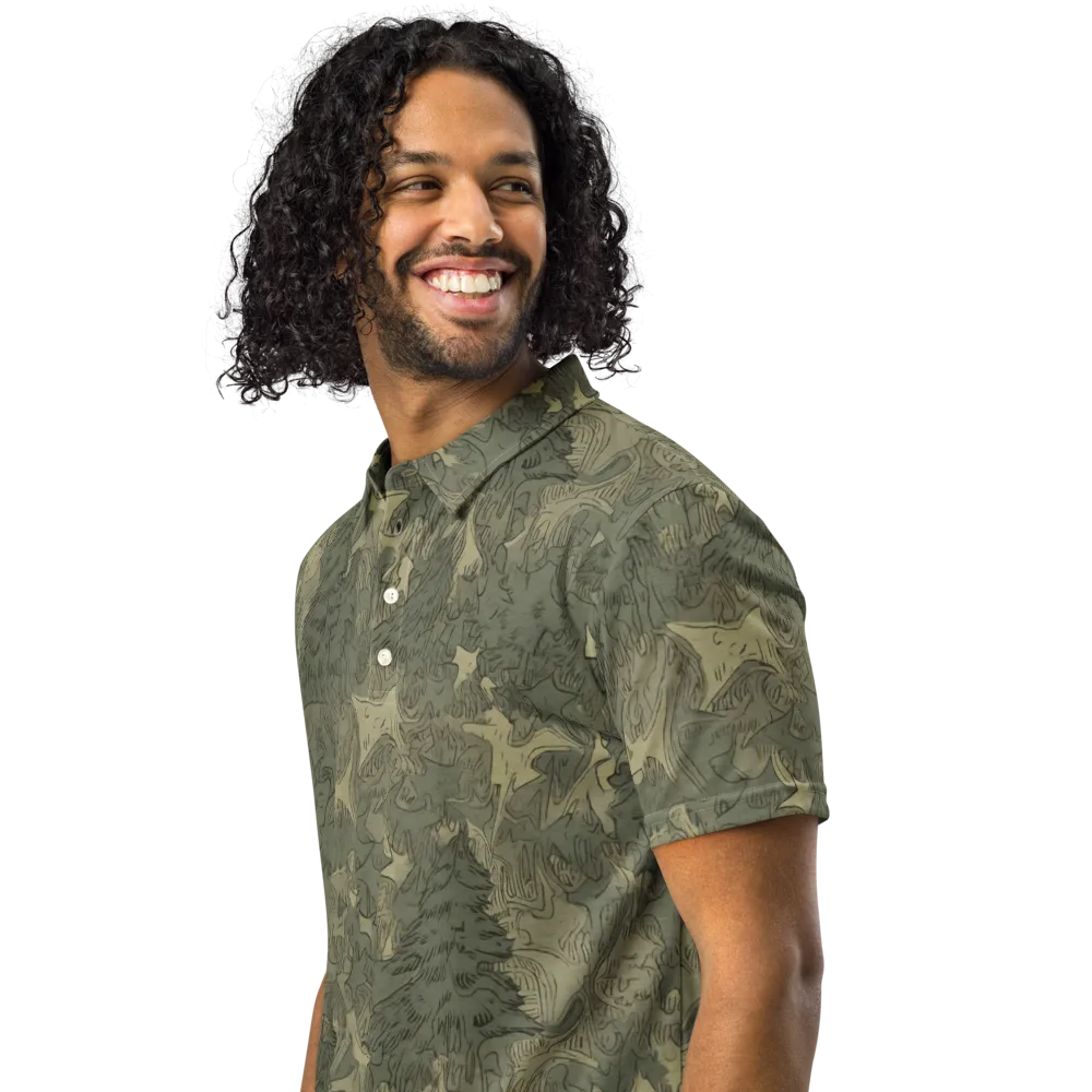 Mosswood Reverie on Men's Slim Fit Polo Shirt — Left Front