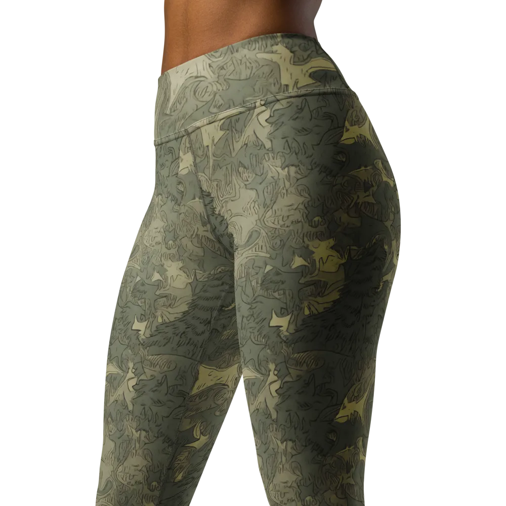 Mosswood Reverie on Yoga Leggings — Left Front