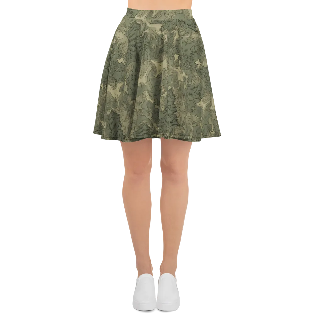 Mosswood Reverie on Skater Skirt — Front