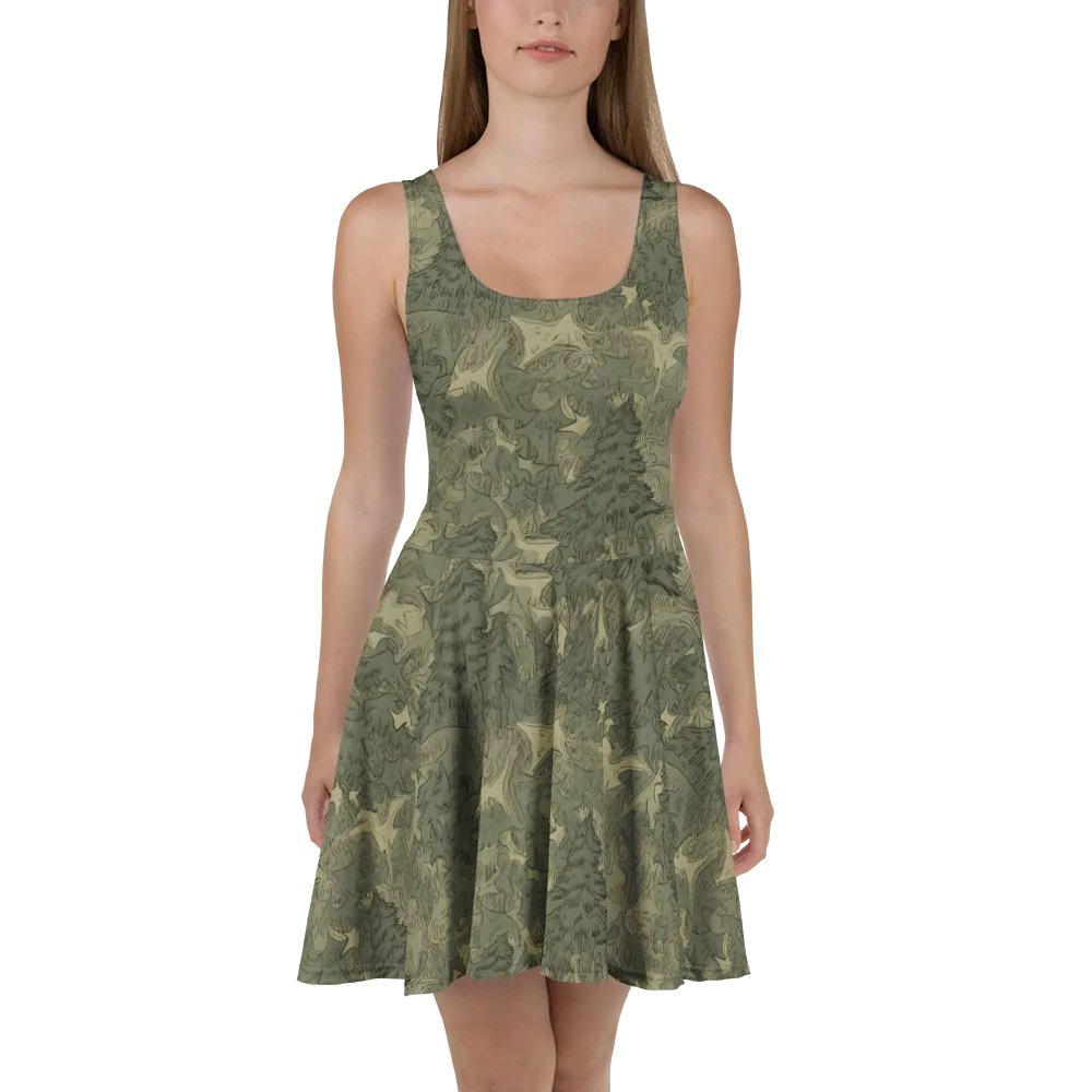 Mosswood Reverie on Skater Dress — Front