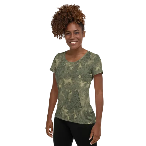 Mosswood Reverie on a Women's Athletic T-Shirt