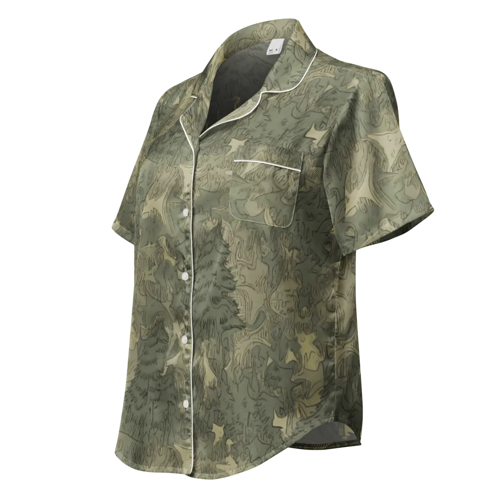 Mosswood Reverie on Women's Short Sleeve Pajama Top — Left Front
