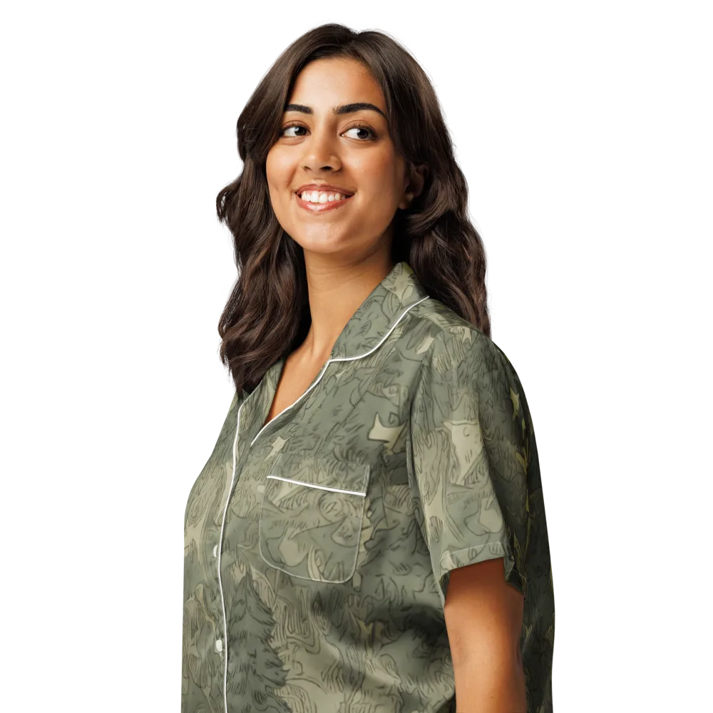 Mosswood Reverie on Women's Short Sleeve Pajama Top — Left Front