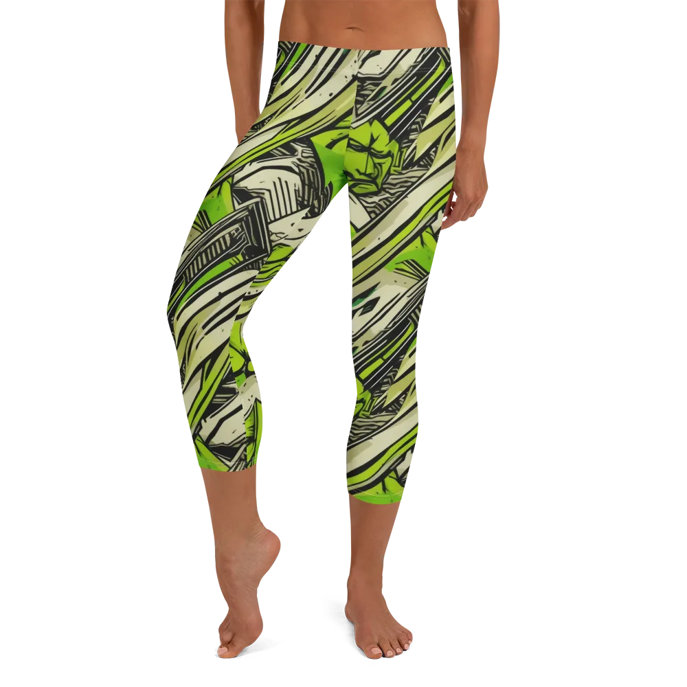 Lime Vigilante on Capri Leggings — Front