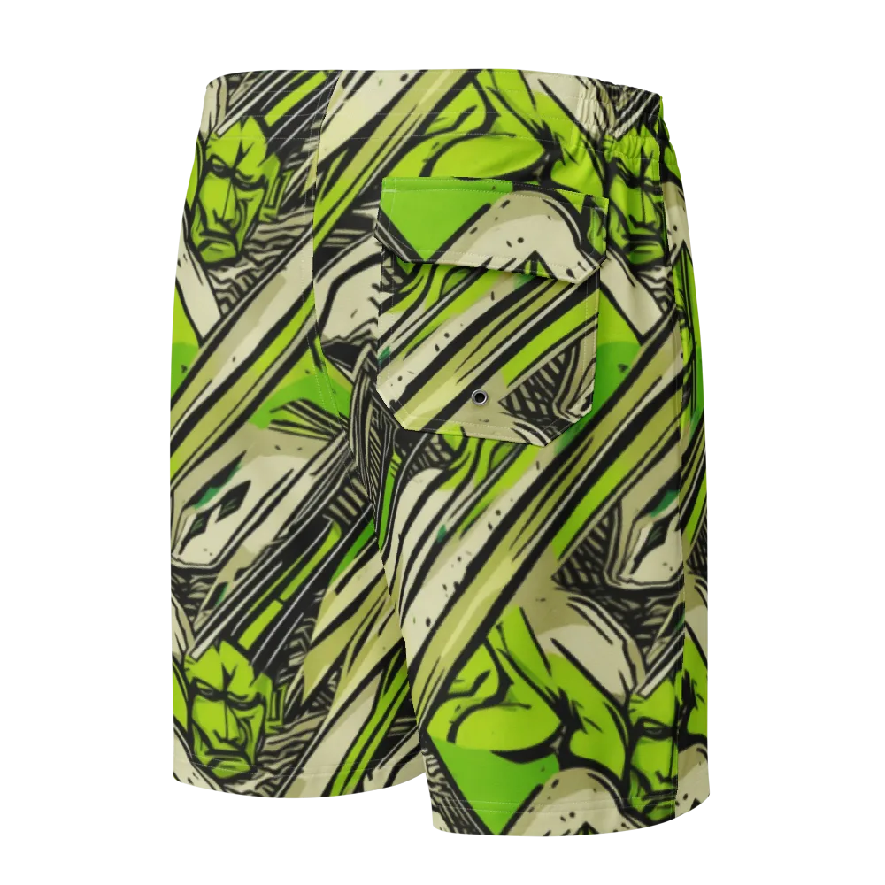 Lime Vigilante on Men's Board Shorts — Back