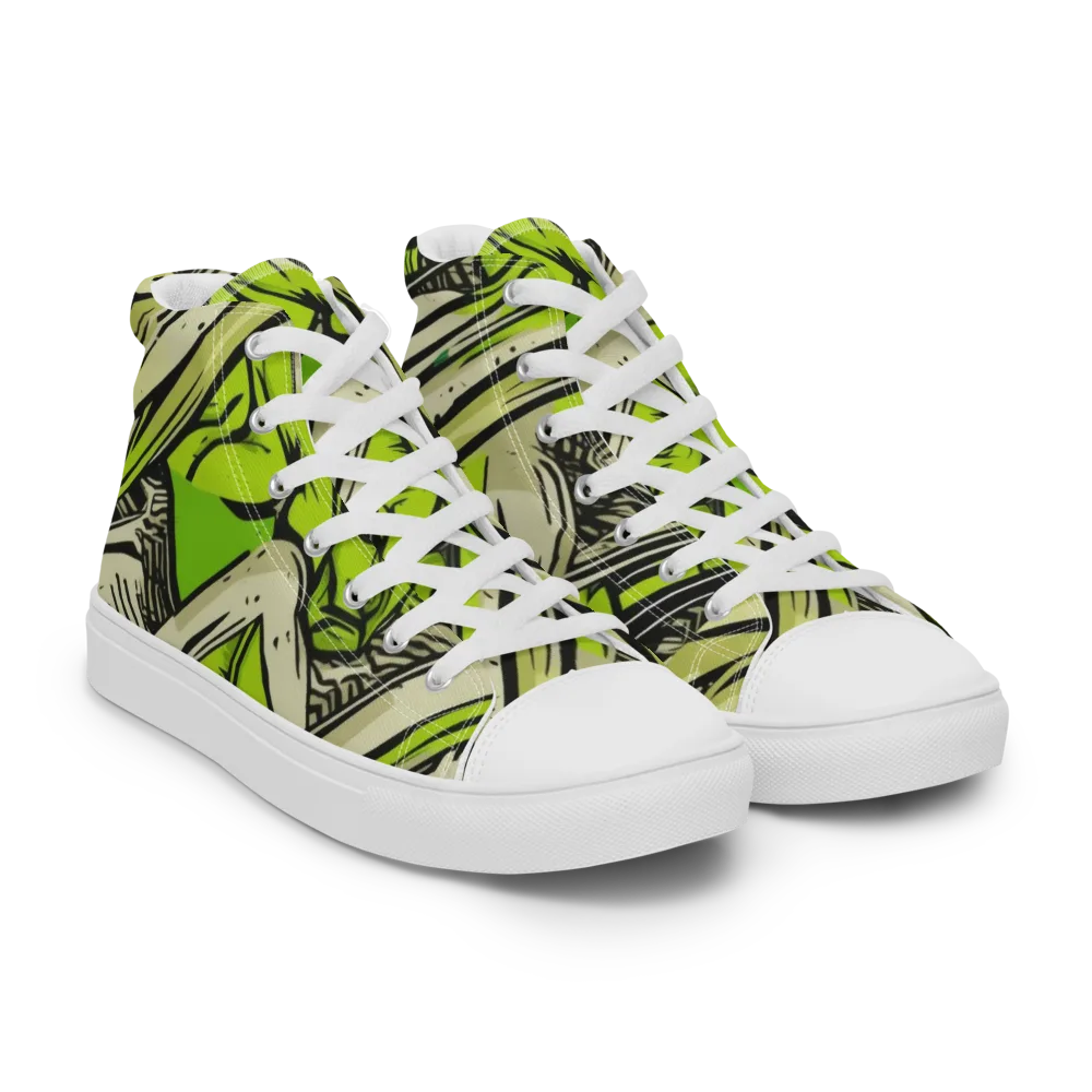 Lime Vigilante on Men's High Top Canvas Shoes — Right Front