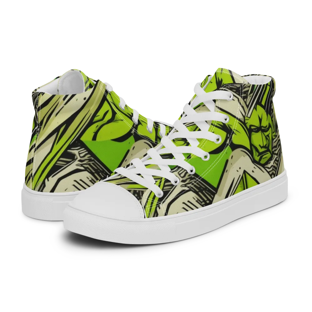 Lime Vigilante on Men's High Top Canvas Shoes — Left