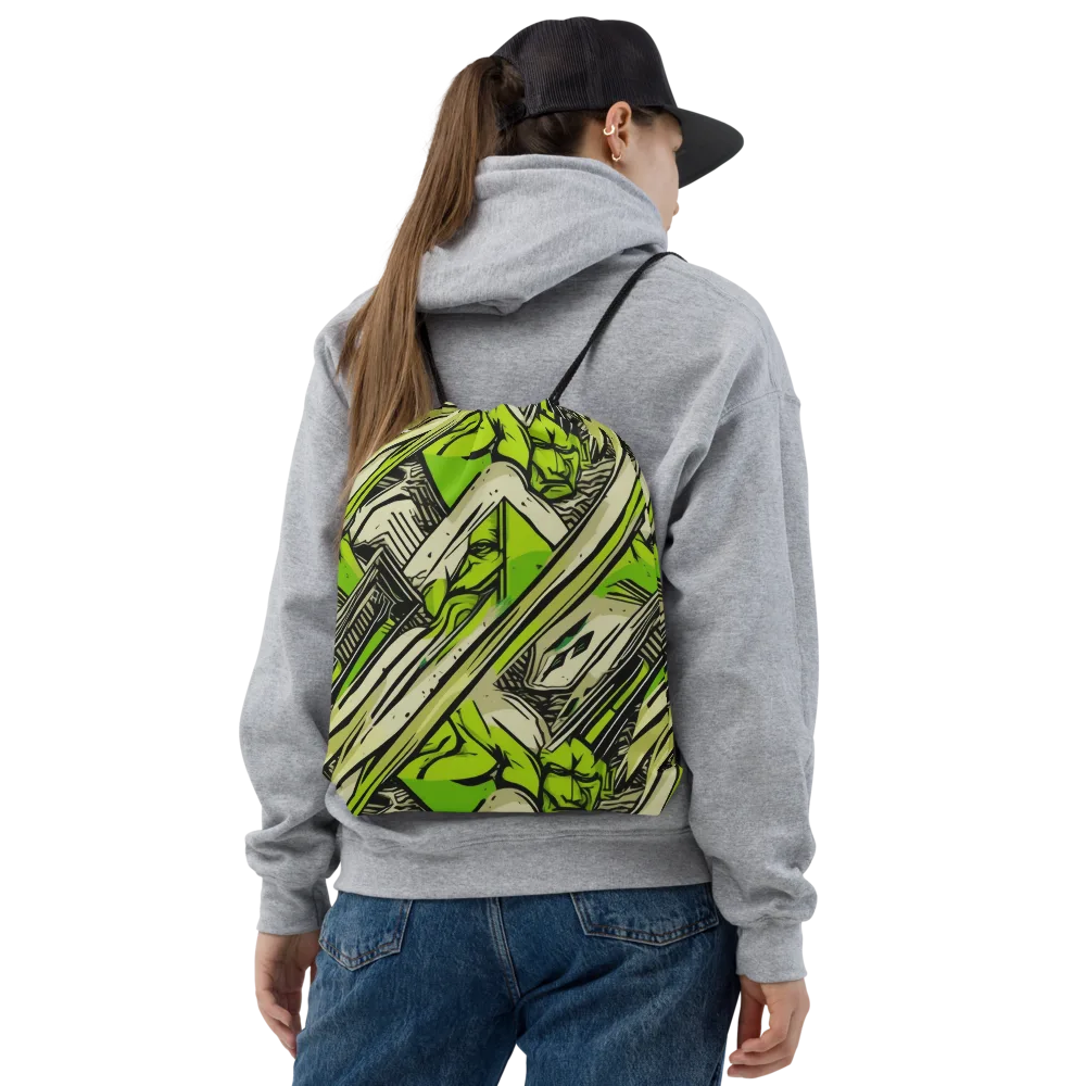 Lime Vigilante on Drawstring Bag — Front