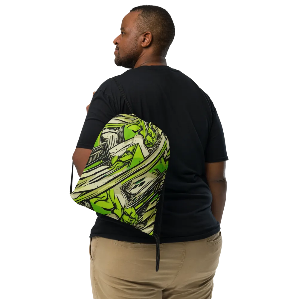 Lime Vigilante on Drawstring Bag — Front