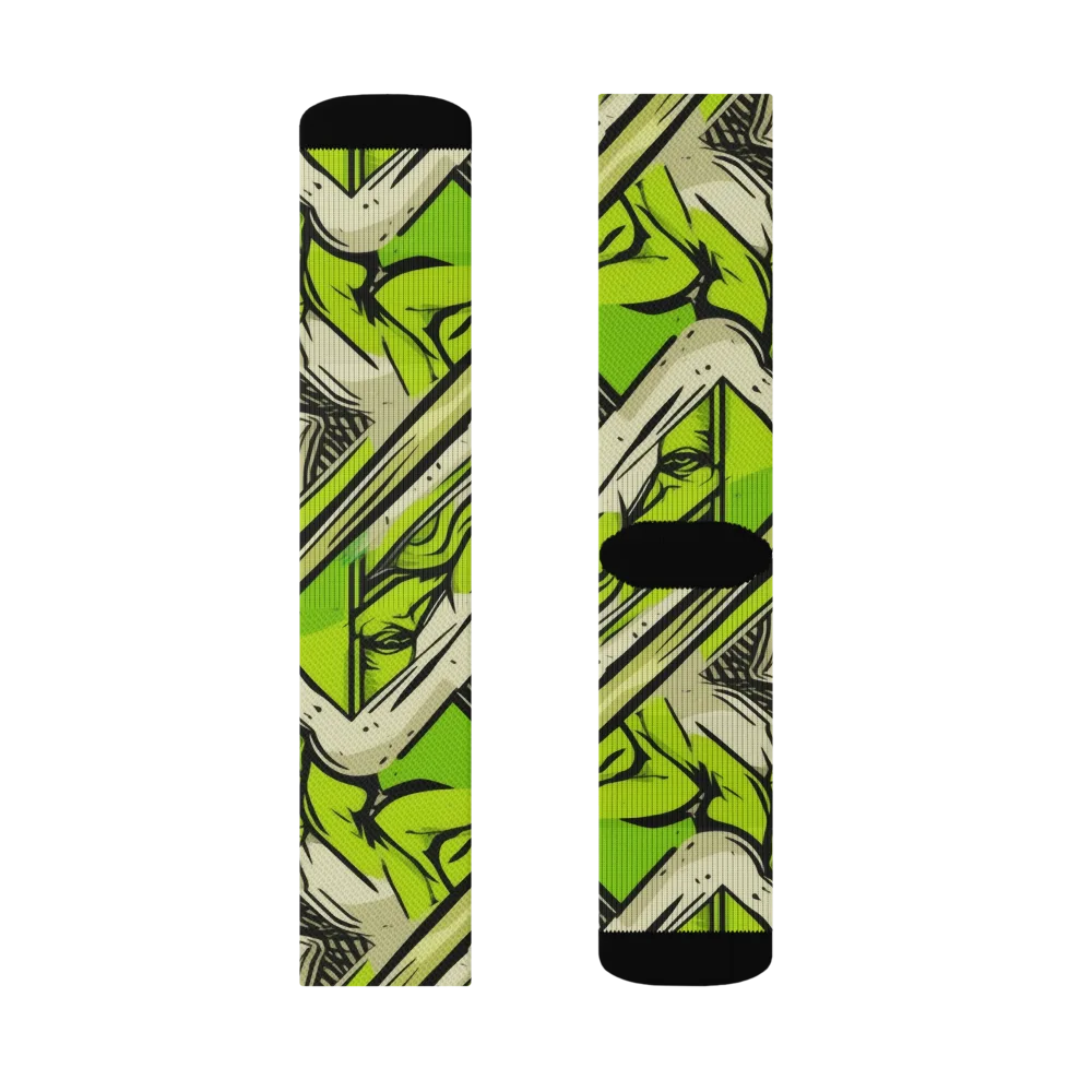 Lime Vigilante on Socks — Left Sock