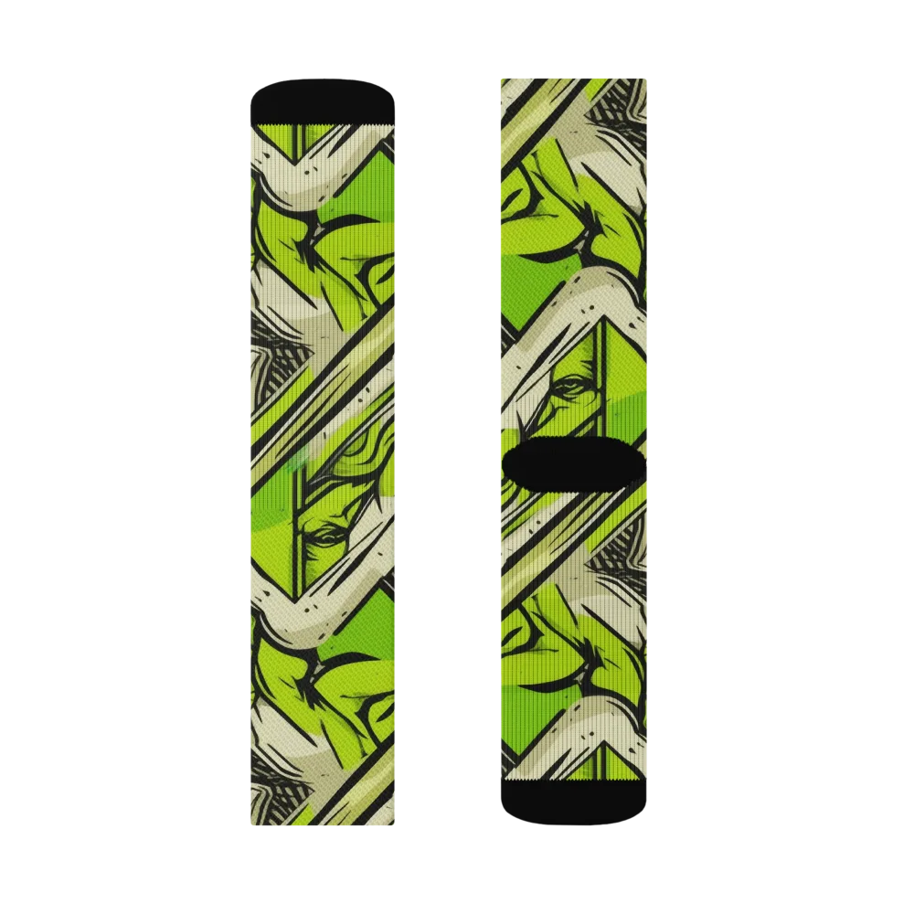 Lime Vigilante on Socks — Right Sock