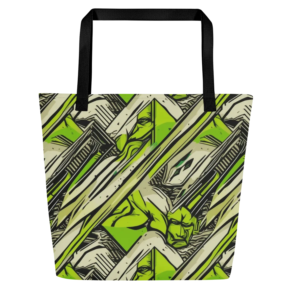 Lime Vigilante on Large Tote Bag W/ Pocket — Front