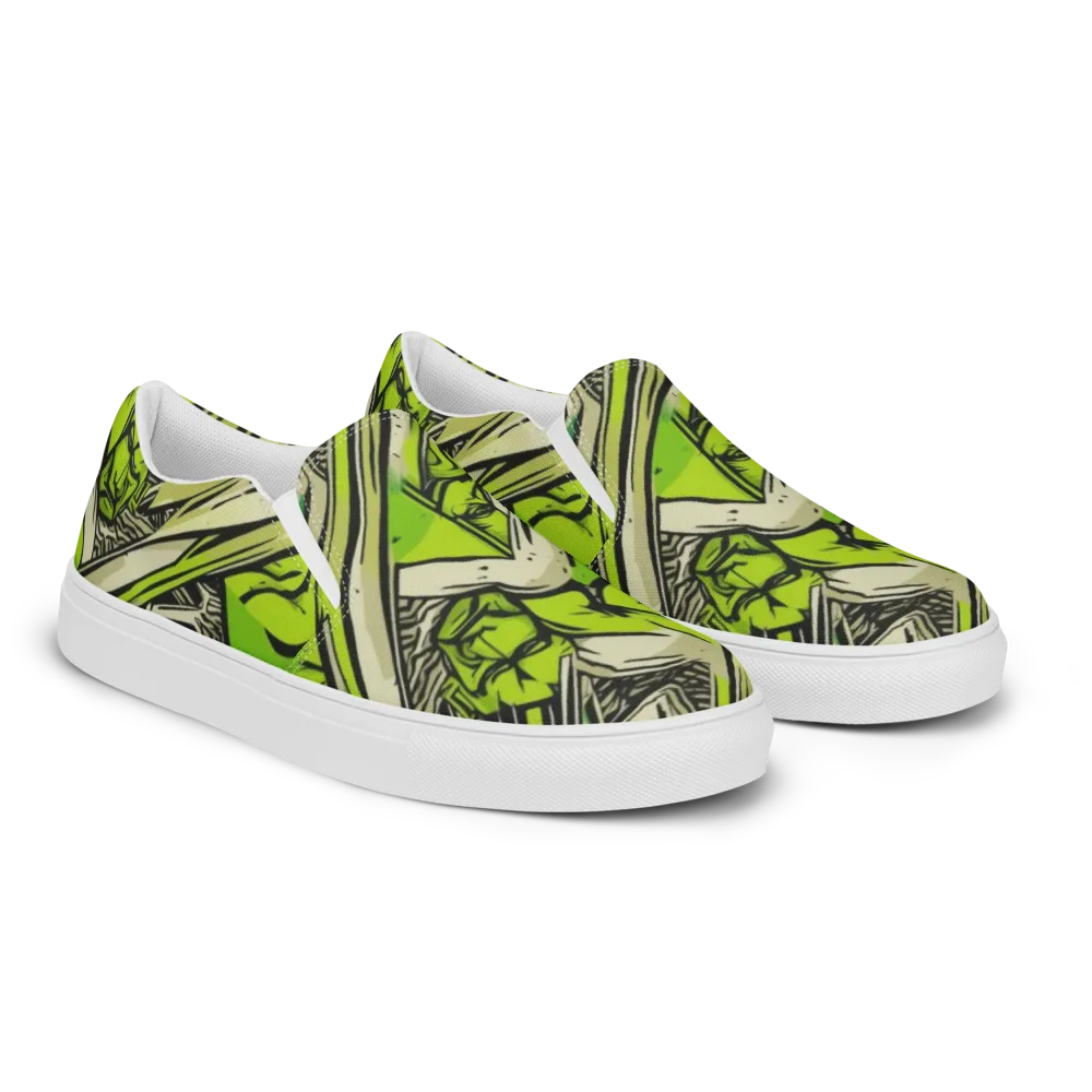 Lime Vigilante on Women's Slip-On Canvas Shoes — Right Front