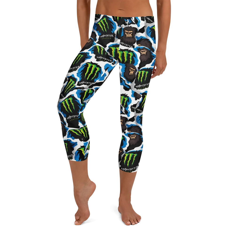 Electric Primate on Capri Leggings — Front