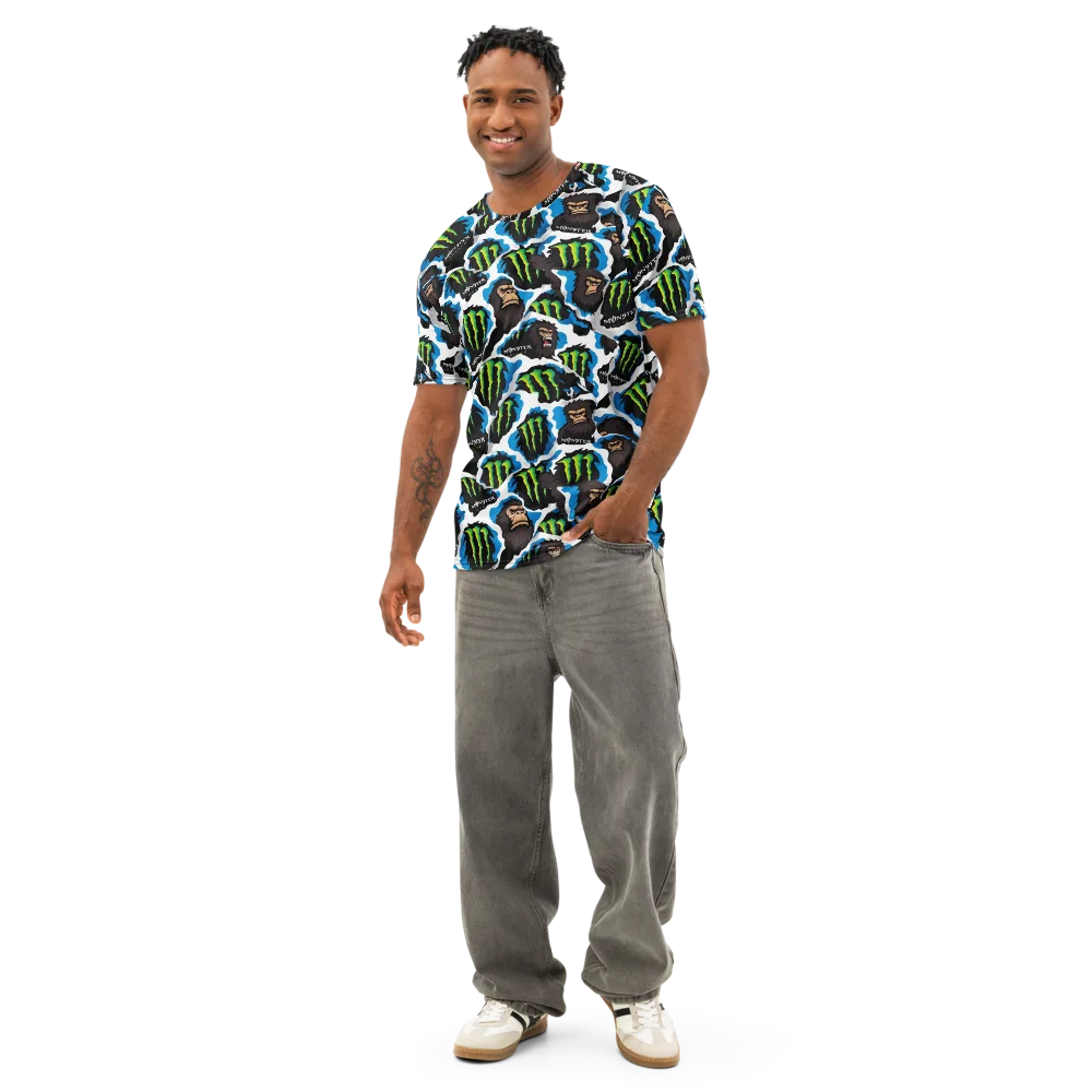 Electric Primate on Men's Cotton Crew Neck T-Shirt — Front
