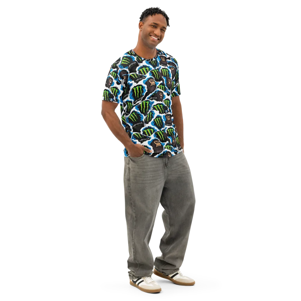 Electric Primate on Men's Cotton Crew Neck T-Shirt — Right Front