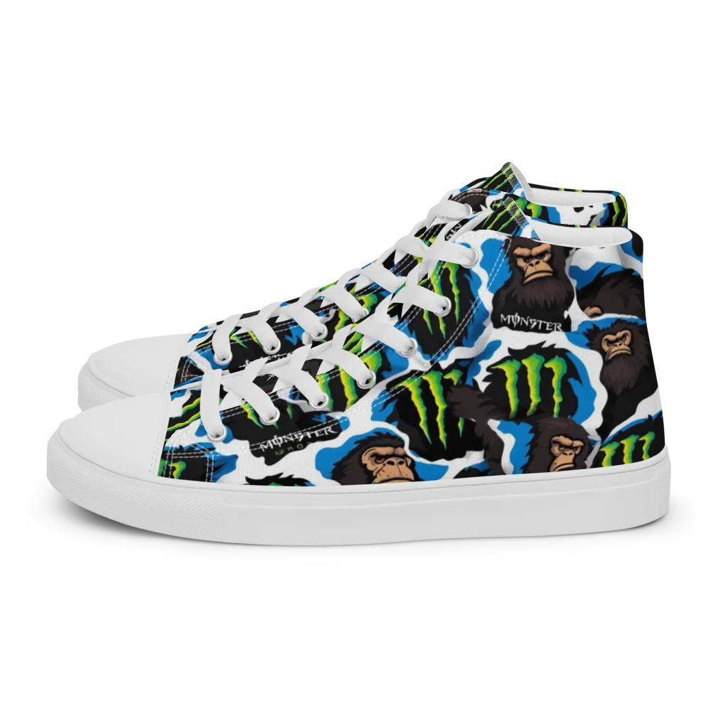 Electric Primate on Men's High Top Canvas Shoes — Left