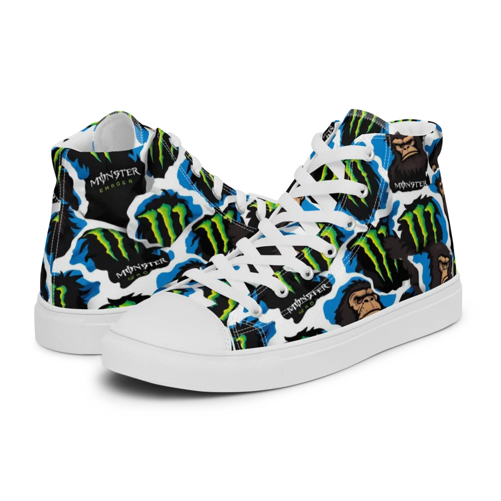 Electric Primate on Men's High Top Canvas Shoes — Left