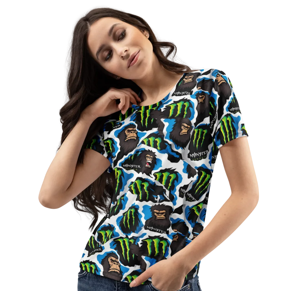 Electric Primate on Women's Crew Neck T-Shirt — Left Front