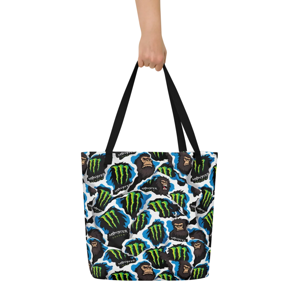 Electric Primate on Large Tote Bag W/ Pocket — Front