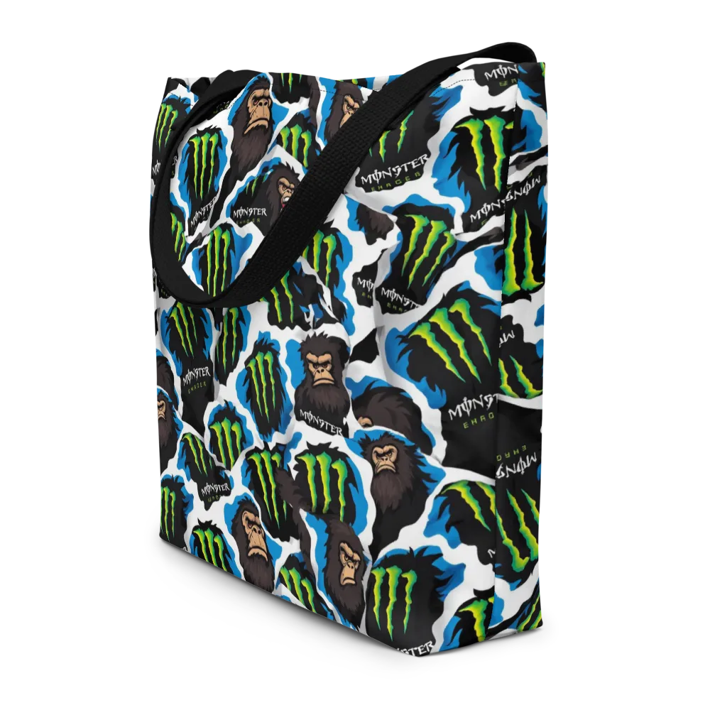 Electric Primate on Large Tote Bag W/ Pocket — Front