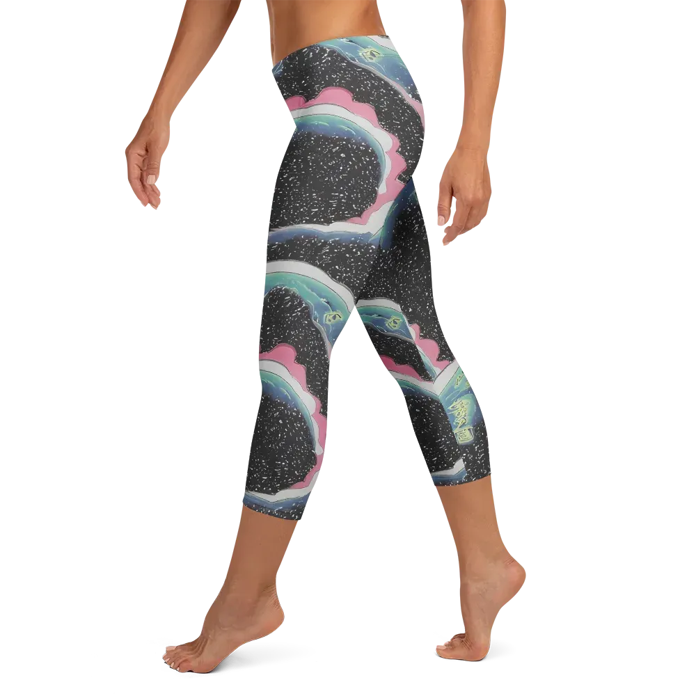 Lunar Waves on Capri Leggings — Left