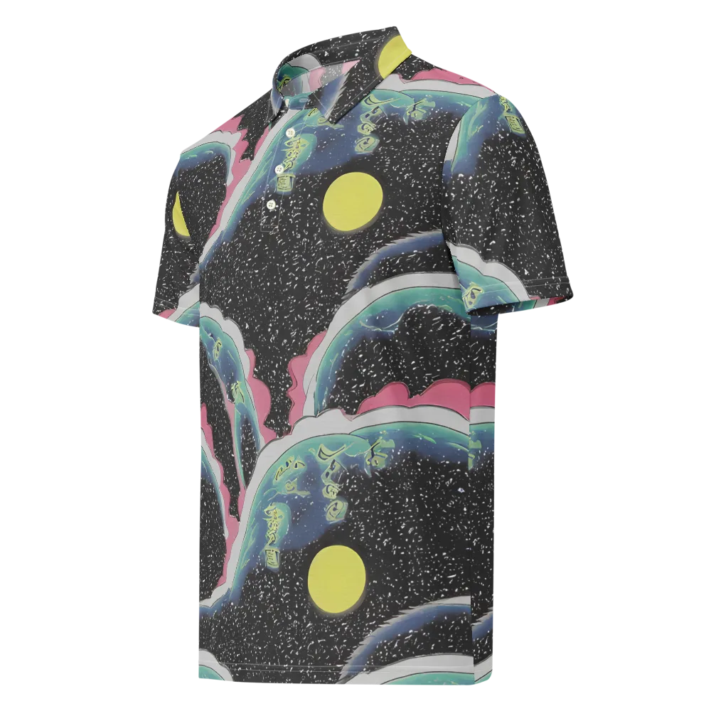 Lunar Waves on Men's Slim Fit Polo Shirt — Left Front
