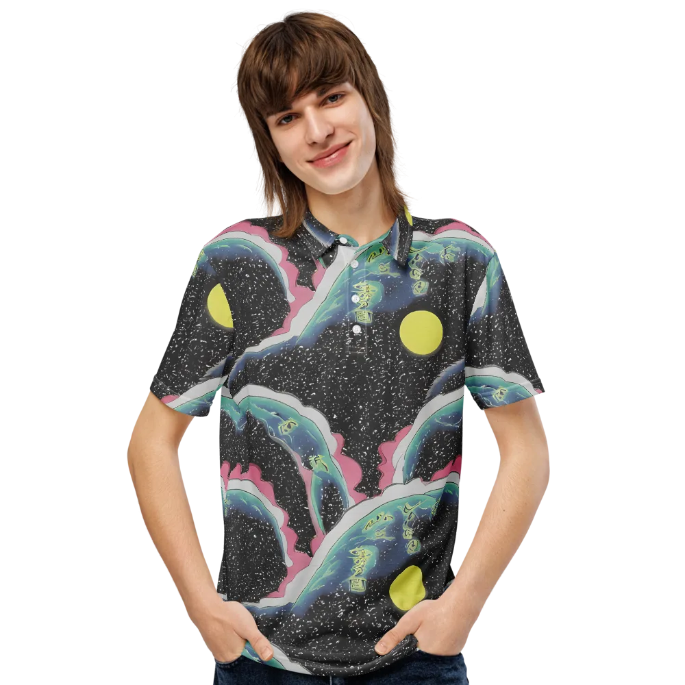 Lunar Waves on Men's Slim Fit Polo Shirt — Front