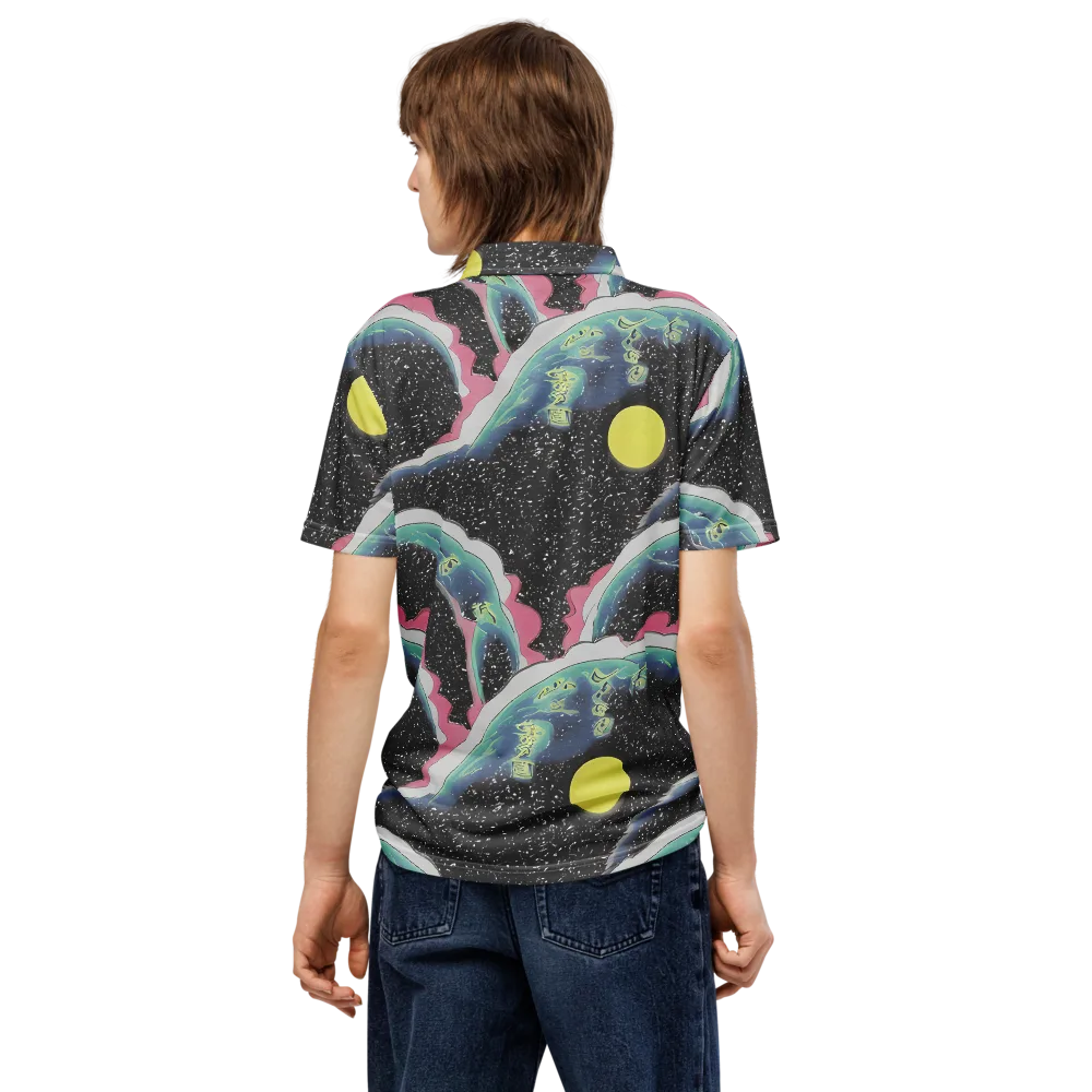 Lunar Waves on Men's Slim Fit Polo Shirt — Back