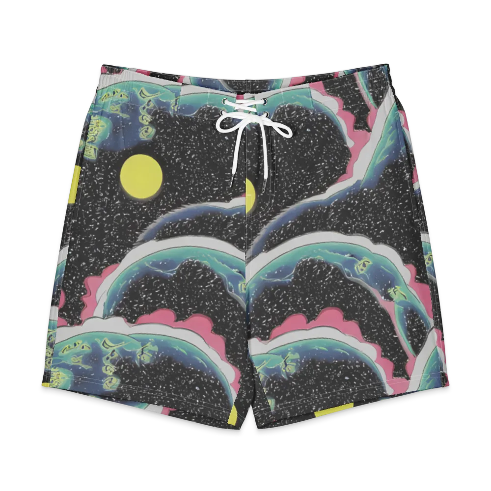 Lunar Waves on Men's Board Shorts — Front