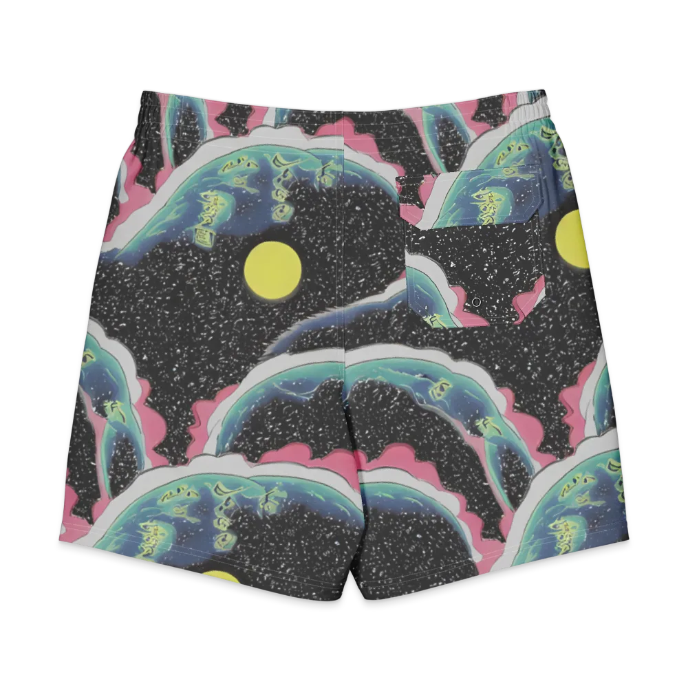Lunar Waves on Men's Board Shorts — Back