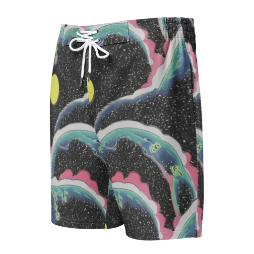 Lunar Waves on a Men's Board Shorts