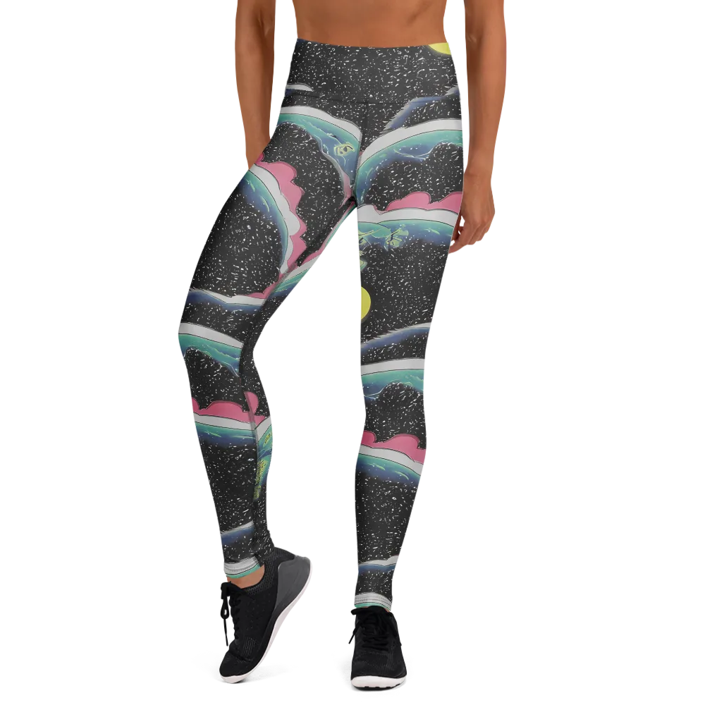 Lunar Waves on Yoga Leggings — Front
