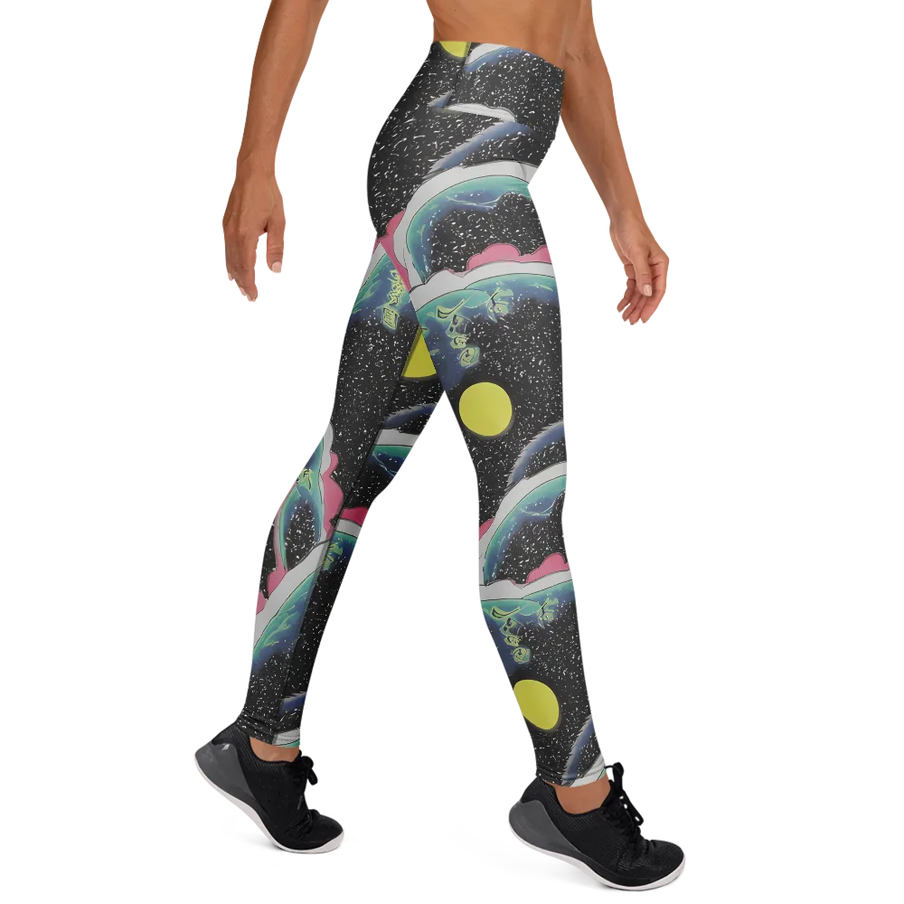 Lunar Waves on Yoga Leggings — Right