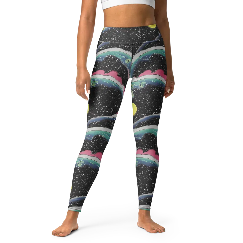 Lunar Waves on Yoga Leggings — Front