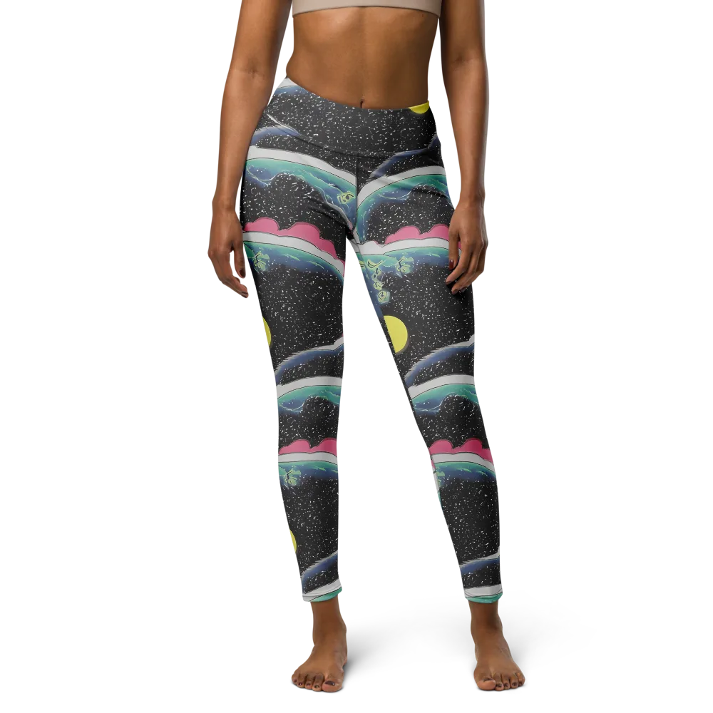 Lunar Waves on Yoga Leggings — Front
