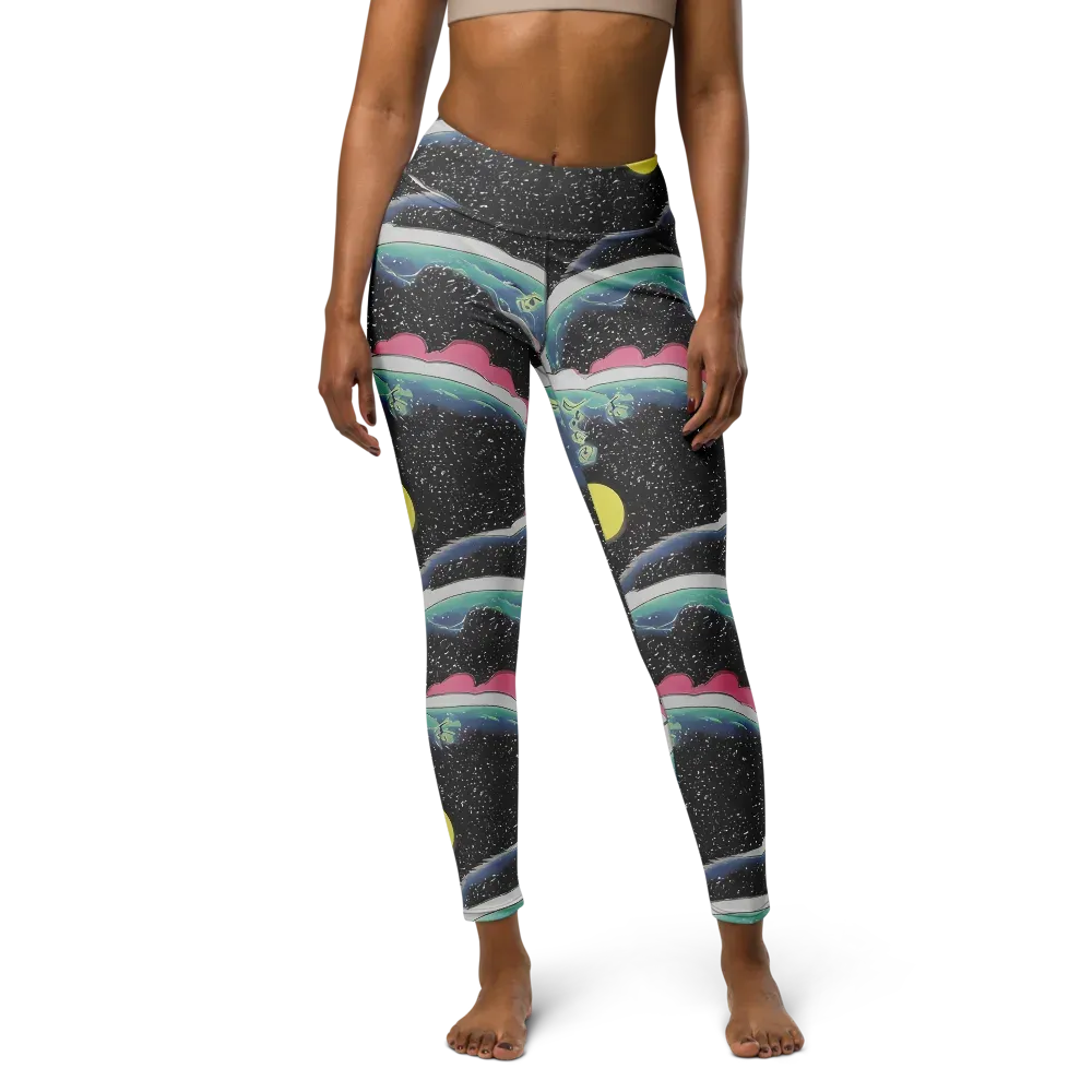 Lunar Waves on Yoga Leggings — Front