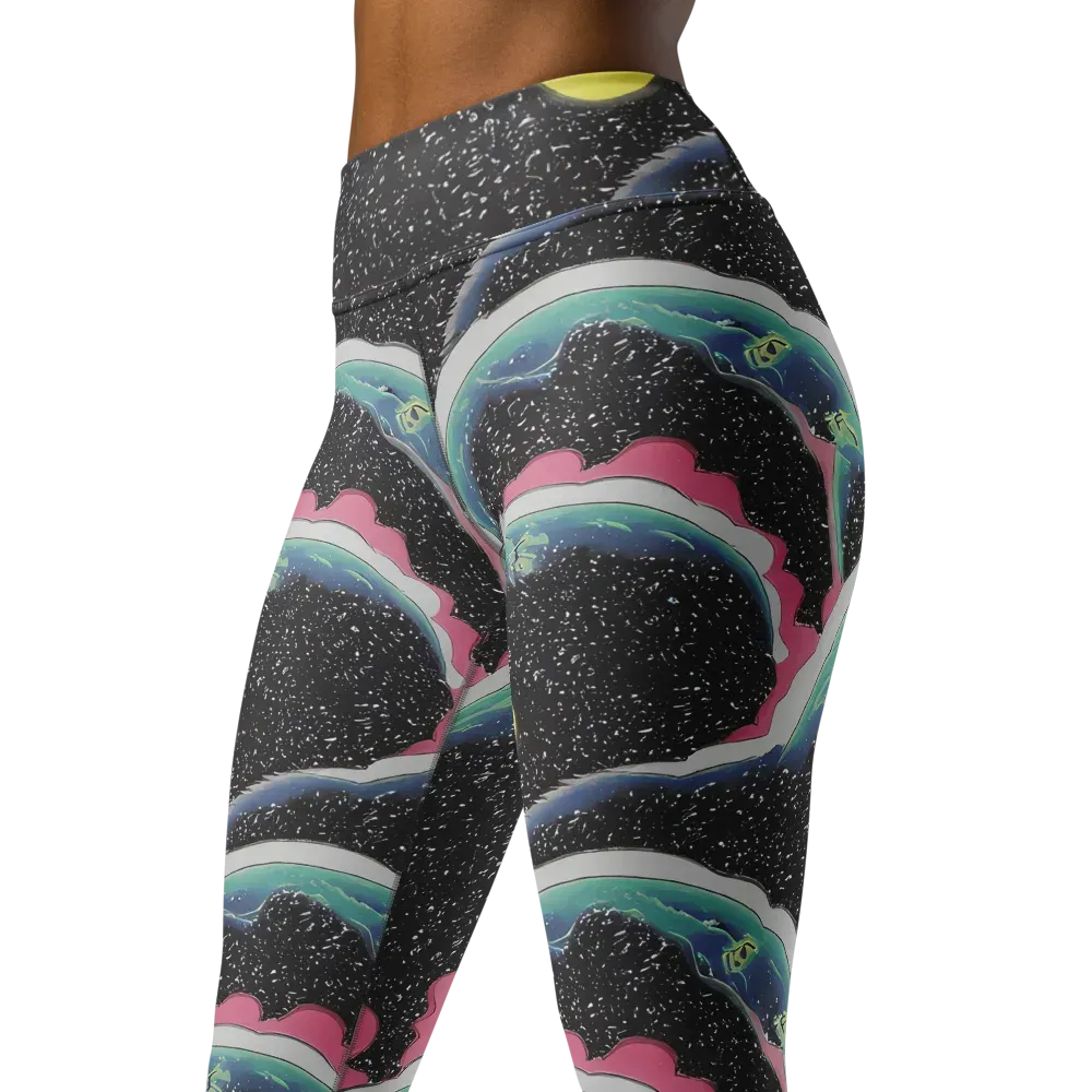 Lunar Waves on Yoga Leggings — Left Front