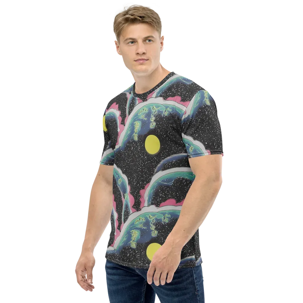Lunar Waves on Men's Crew Neck T-Shirt — Left
