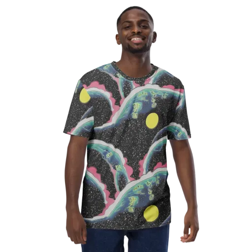 Lunar Waves on a Men's Crew Neck T-Shirt
