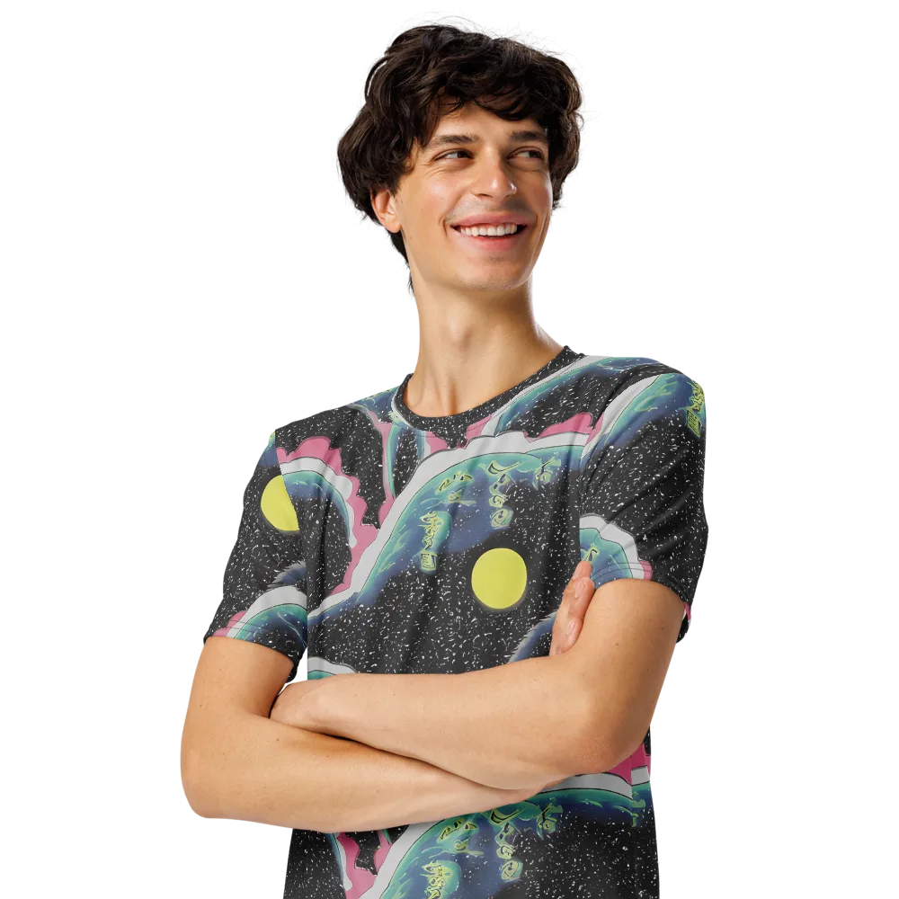 Lunar Waves on Men's Crew Neck T-Shirt — Left Front