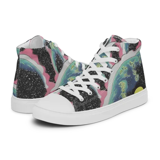 Lunar Waves on a Men's High Top Canvas Shoes