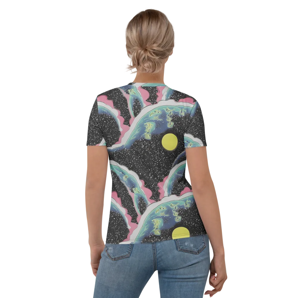 Lunar Waves on Women's Crew Neck T-Shirt — Back